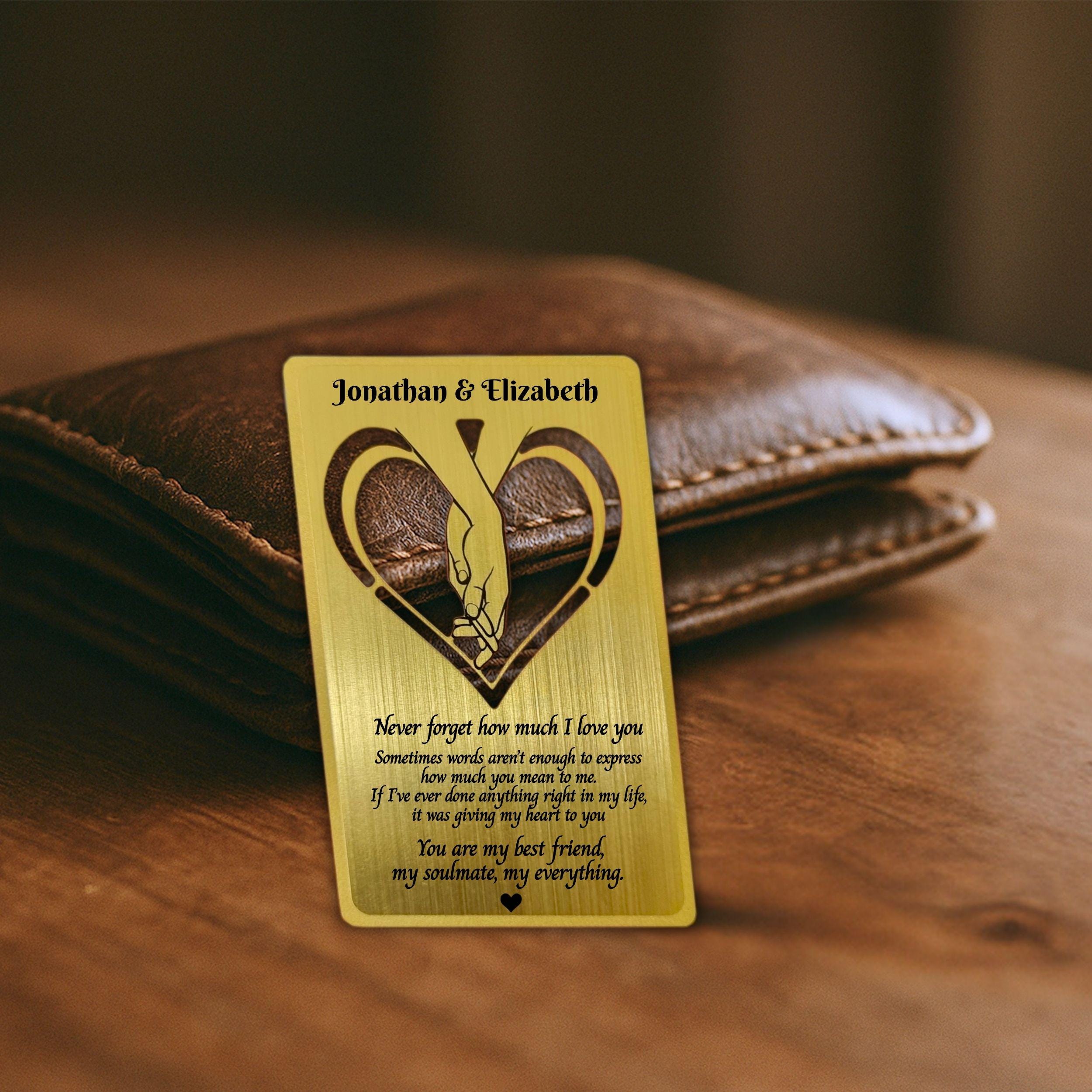 Personalised Metal Wallet Insert Card Wallet Keepsake Rowdy Robin