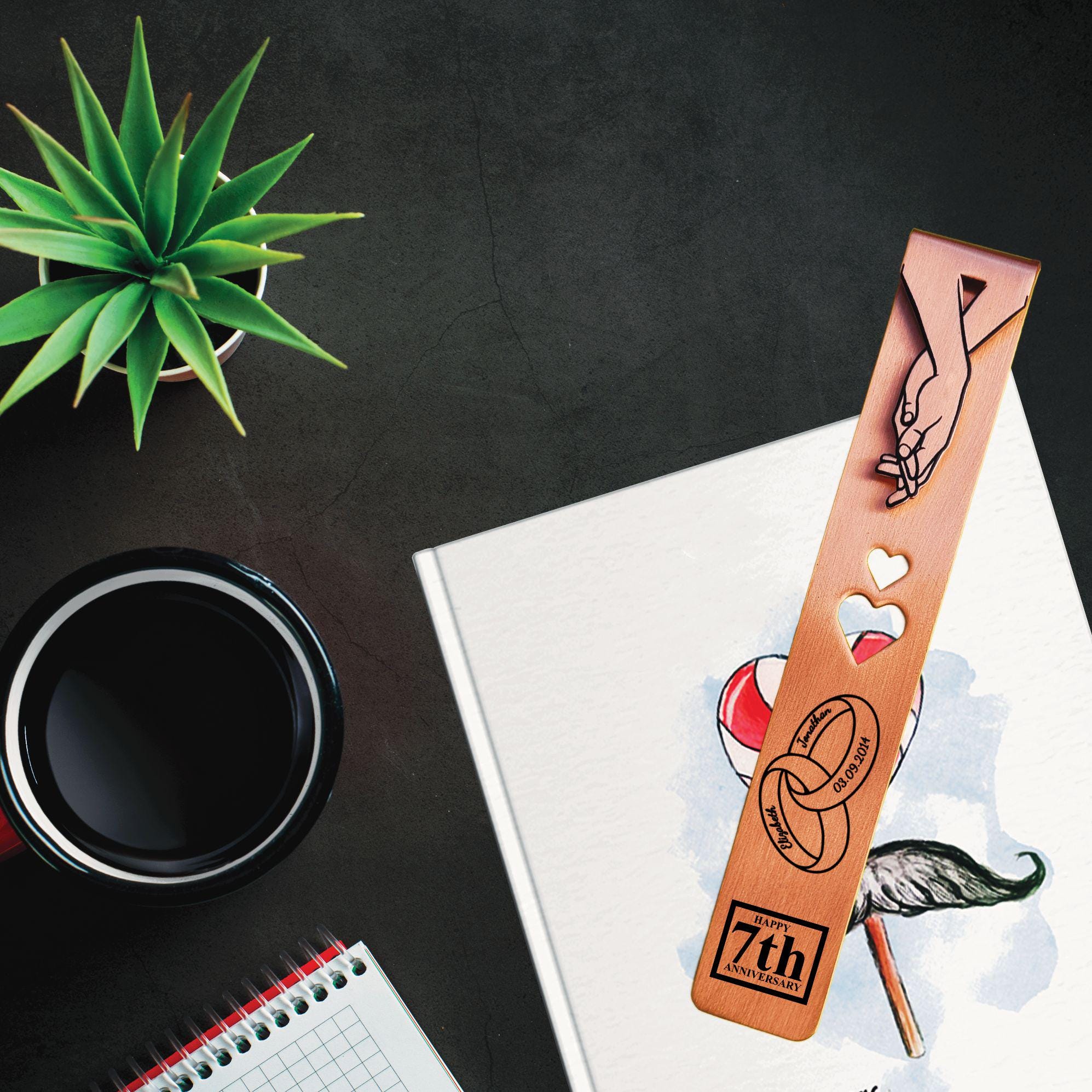 Ringbound 7th Wedding anniversary Copper bookmark 22nd anniversary Rowdy Robin