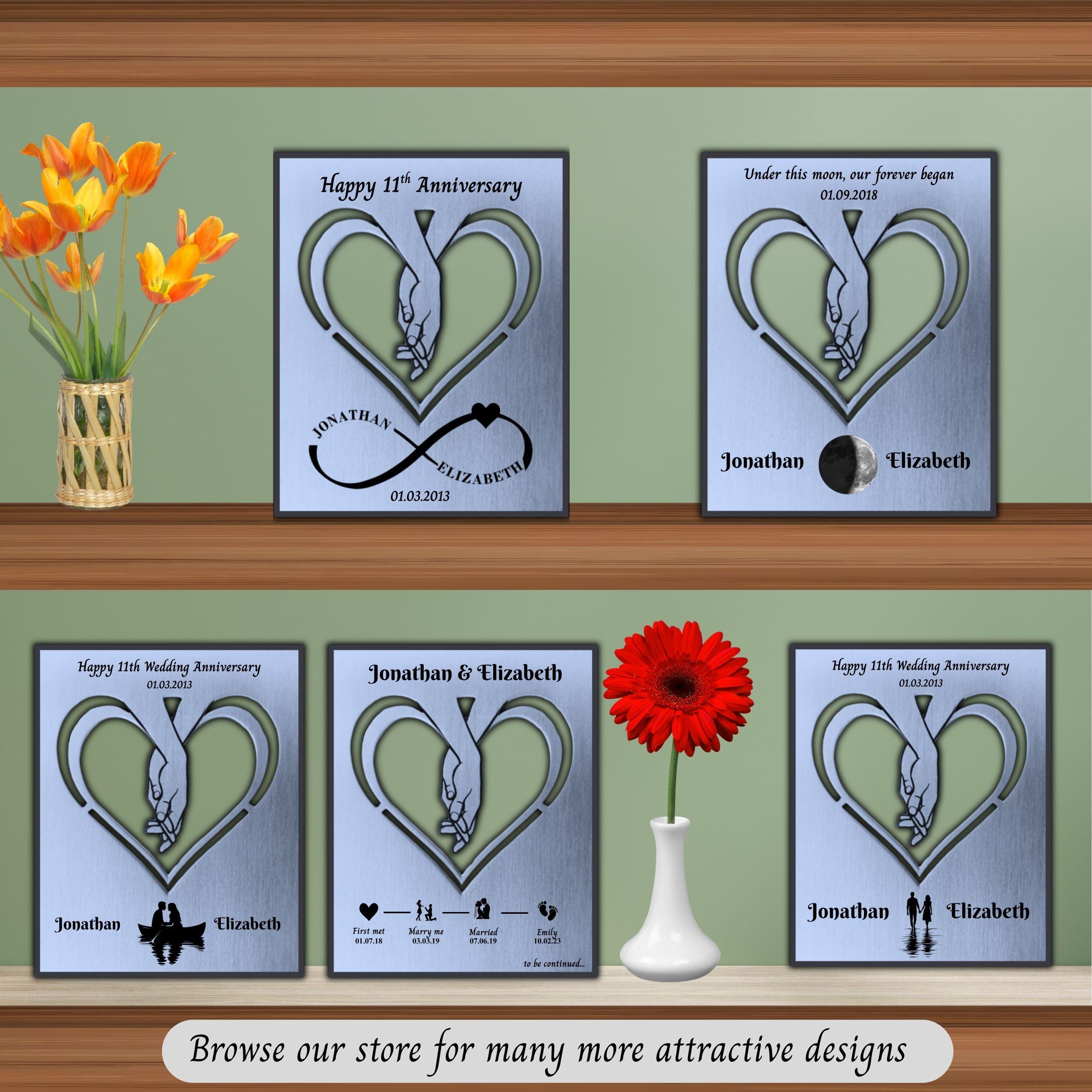 Silhouette 11th Wedding Anniversary Steel Mantelpiece Rowdy Robin