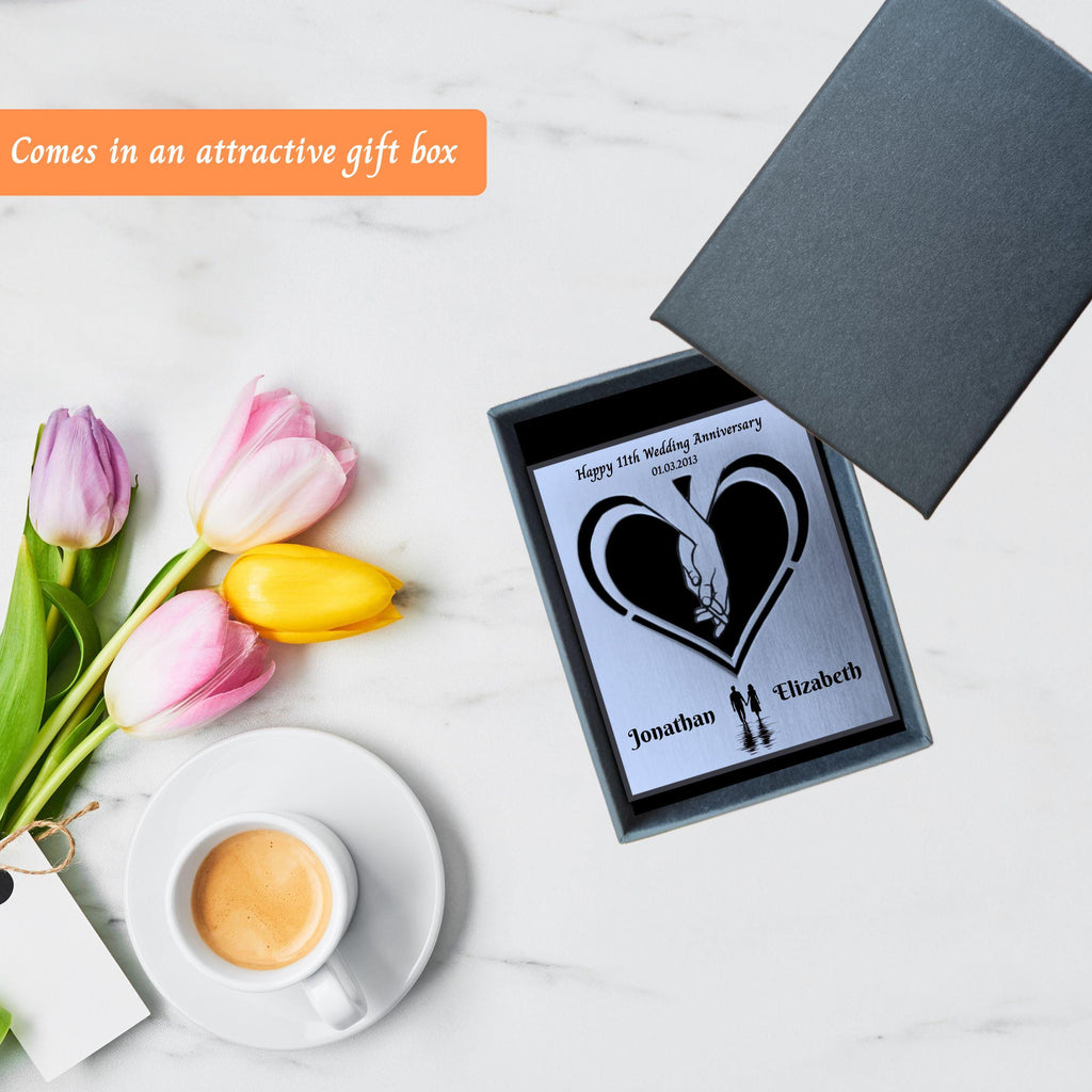 Silhouette 11th Wedding Anniversary Steel Mantelpiece Rowdy Robin