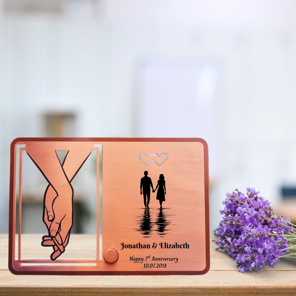 Silhouette 7th Wedding Anniversary 22nd anniversary Copper Mantelpiece frame Rowdy Robin