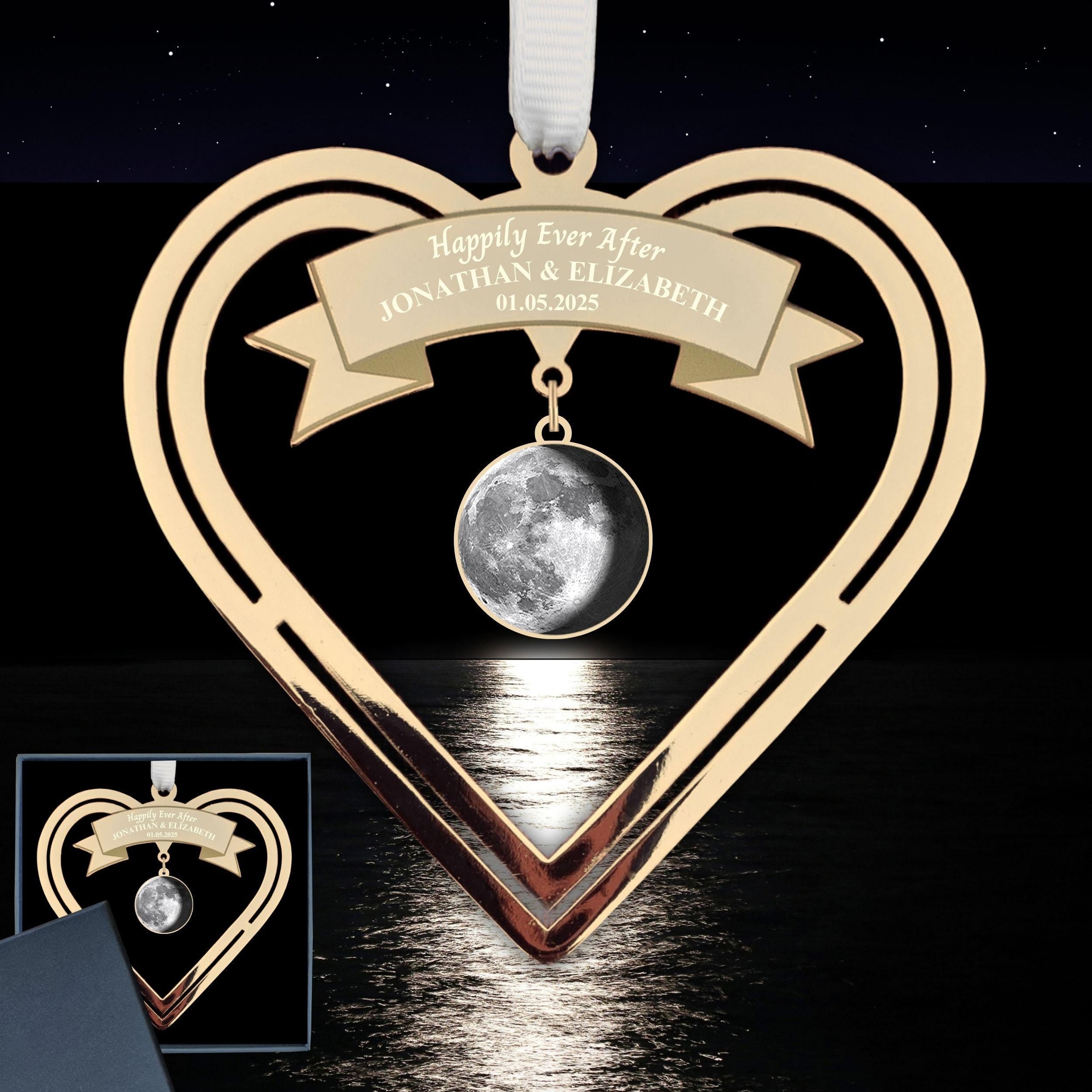 Wedding Moon Personalised Wedding Gift for couple Real Gold Plated Present Rowdy Robin