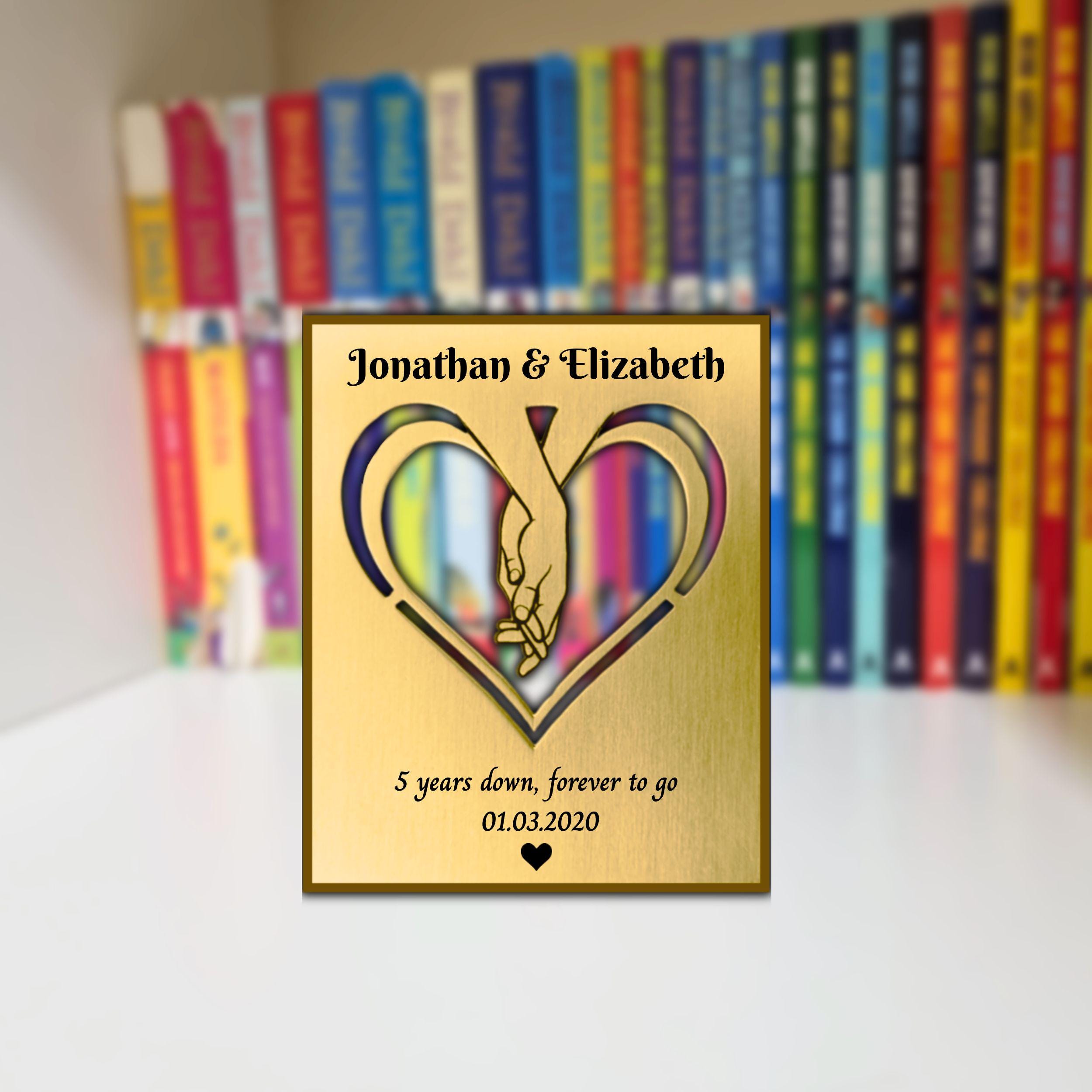 Personalised Wedding Anniversary gift mantelpiece Anniversary Present for couple Rowdy Robin