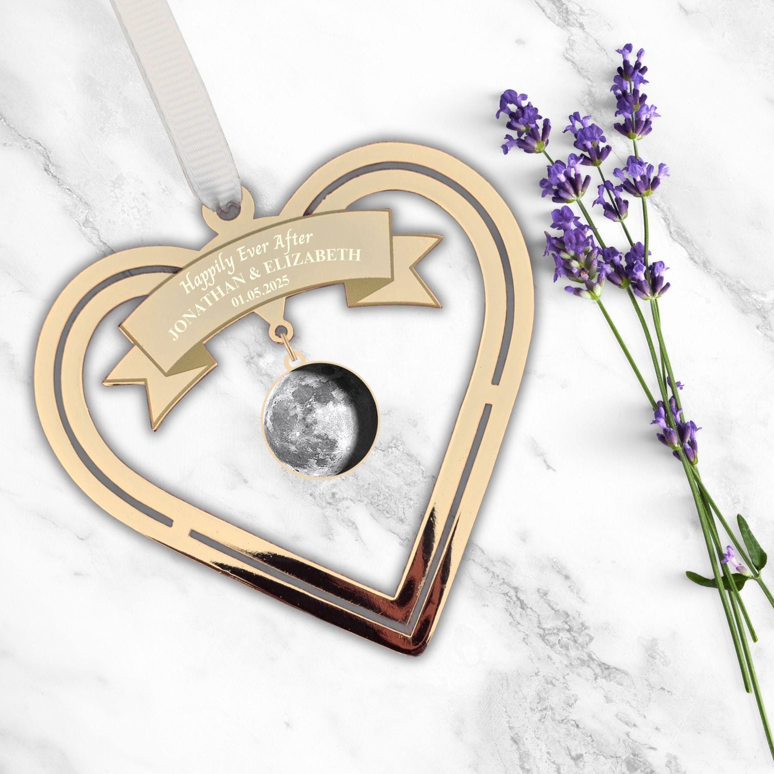 Wedding Moon Personalised Wedding Gift for couple Real Gold Plated Present Rowdy Robin