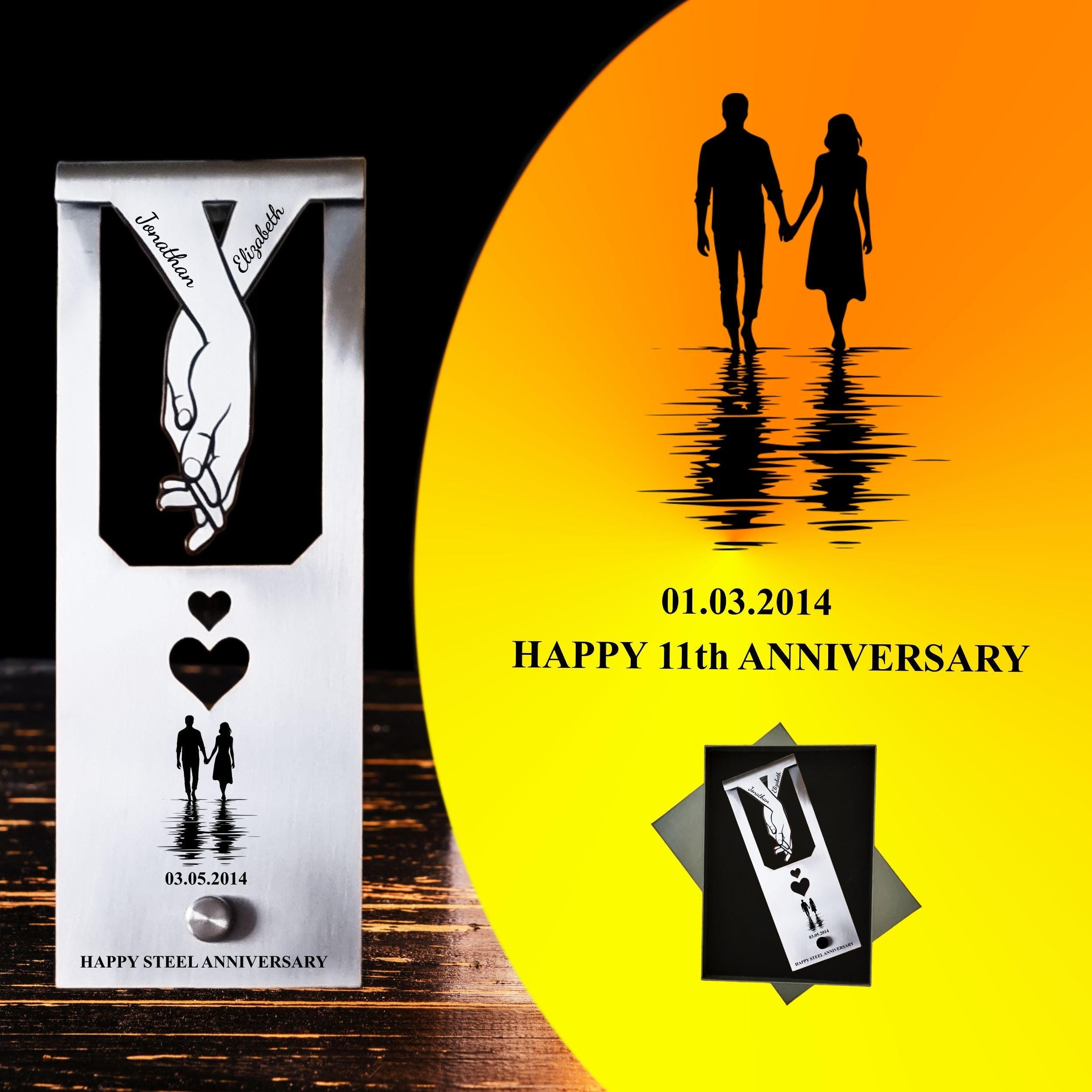 Silhouette  11th Wedding Anniversary Steel Mantelpiece Rowdy Robin