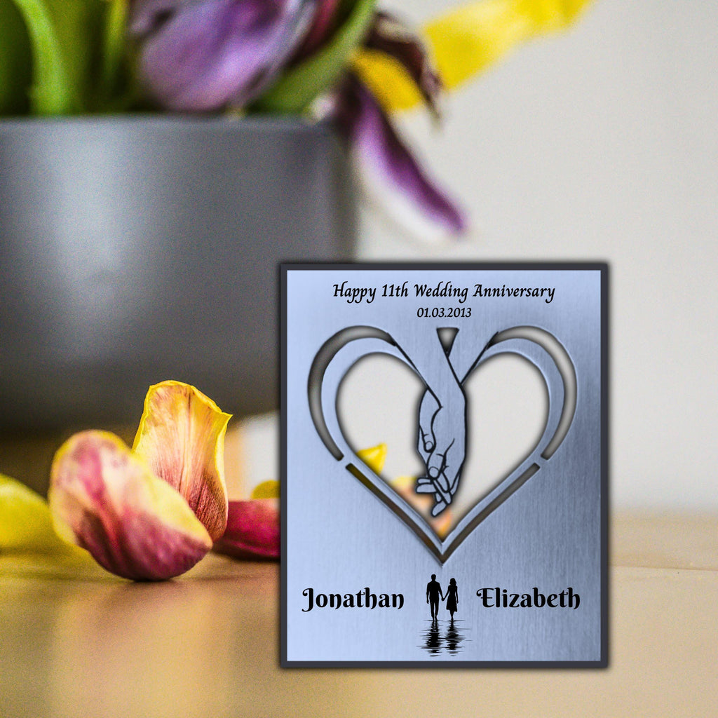 Silhouette 11th Wedding Anniversary Steel Mantelpiece Rowdy Robin