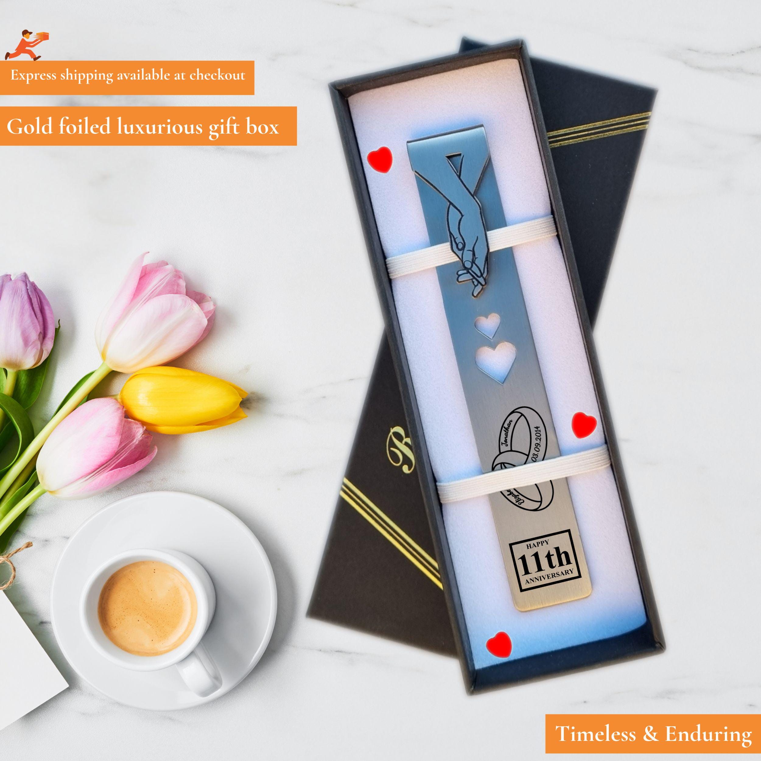 Ringbound 11th Wedding Anniversary Steel Anniversary Bookmark Rowdy Robin