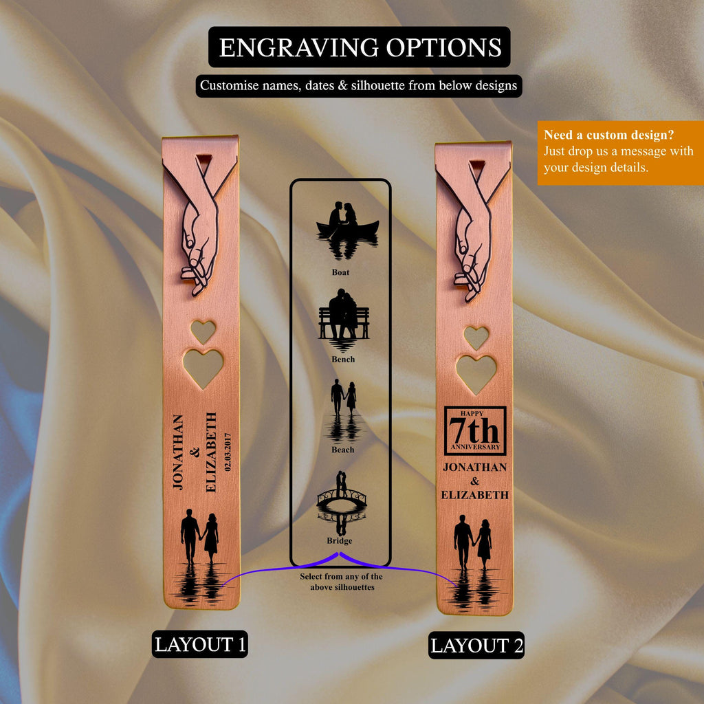 Silhouette 7th Wedding anniversary 22nd anniversary Copper bookmark Rowdy Robin