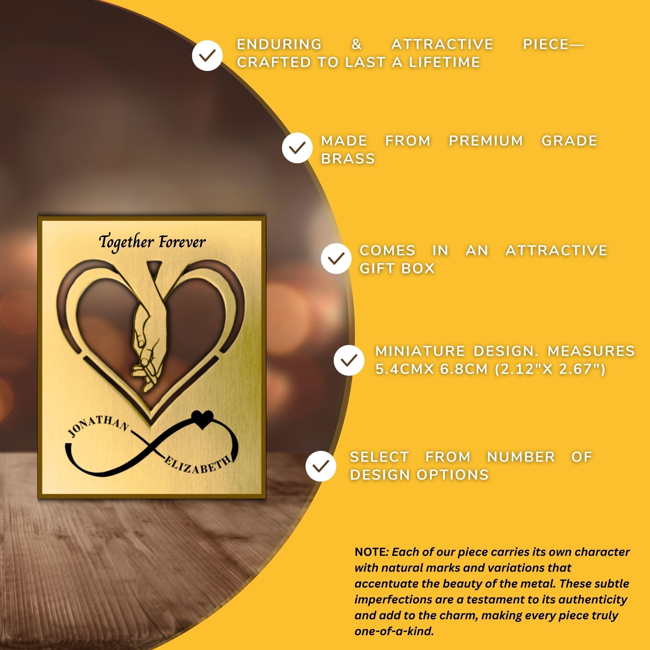 Brass Mantelpiece - Personalised brass gift for couple Rowdy Robin