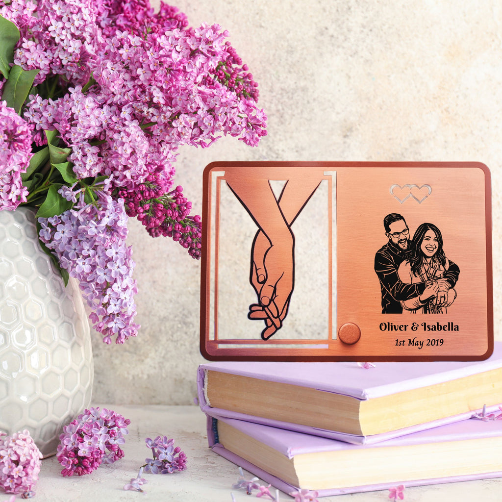 Personalised portrait Copper frame 7th Wedding anniversary gift 22nd Custom Photo on metal