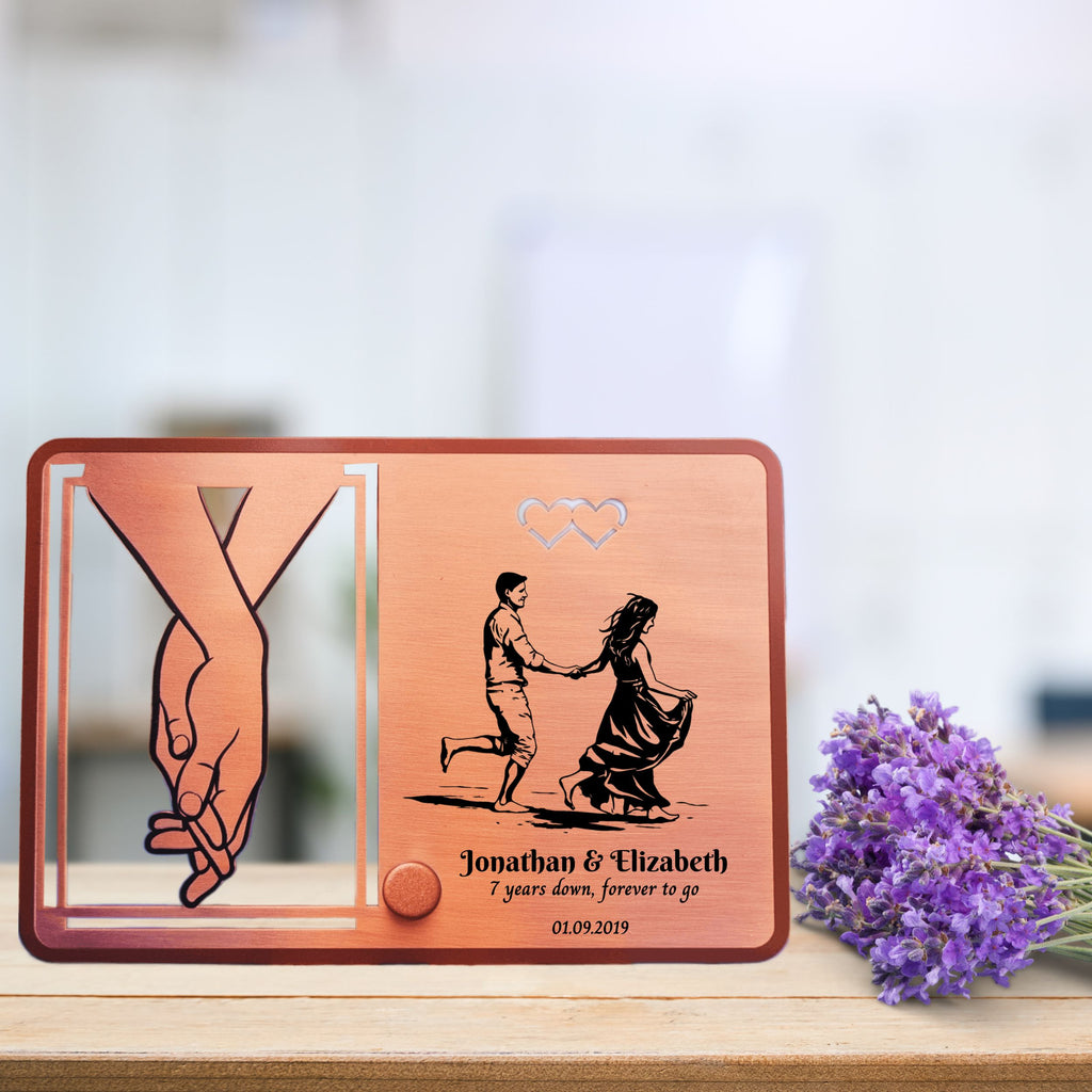 Personalised portrait Copper frame 7th Wedding anniversary gift 22nd Custom Photo on metal