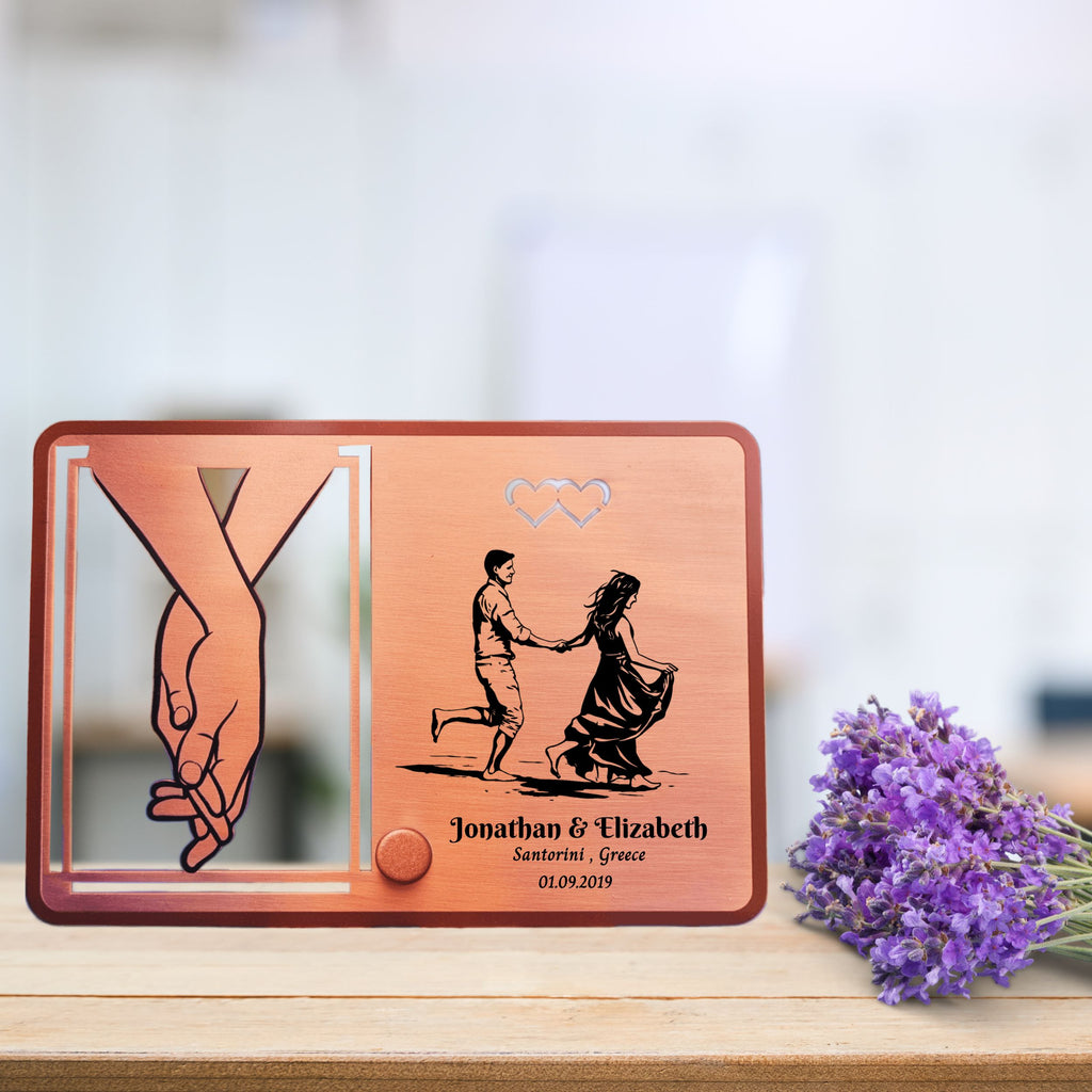 Personalised portrait engraving on metal - Gift for couple, Anniversary present